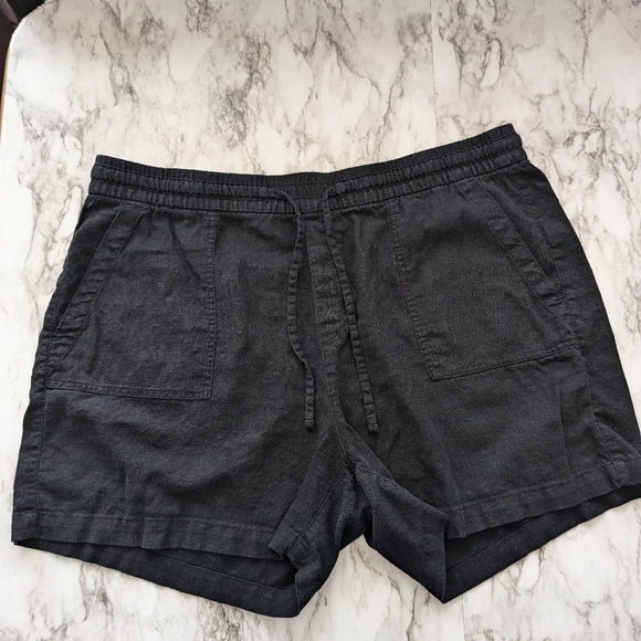 Women's Old Navy Linen Blend Shorts size XL Black With A Drawstring - Picture 1 of 8